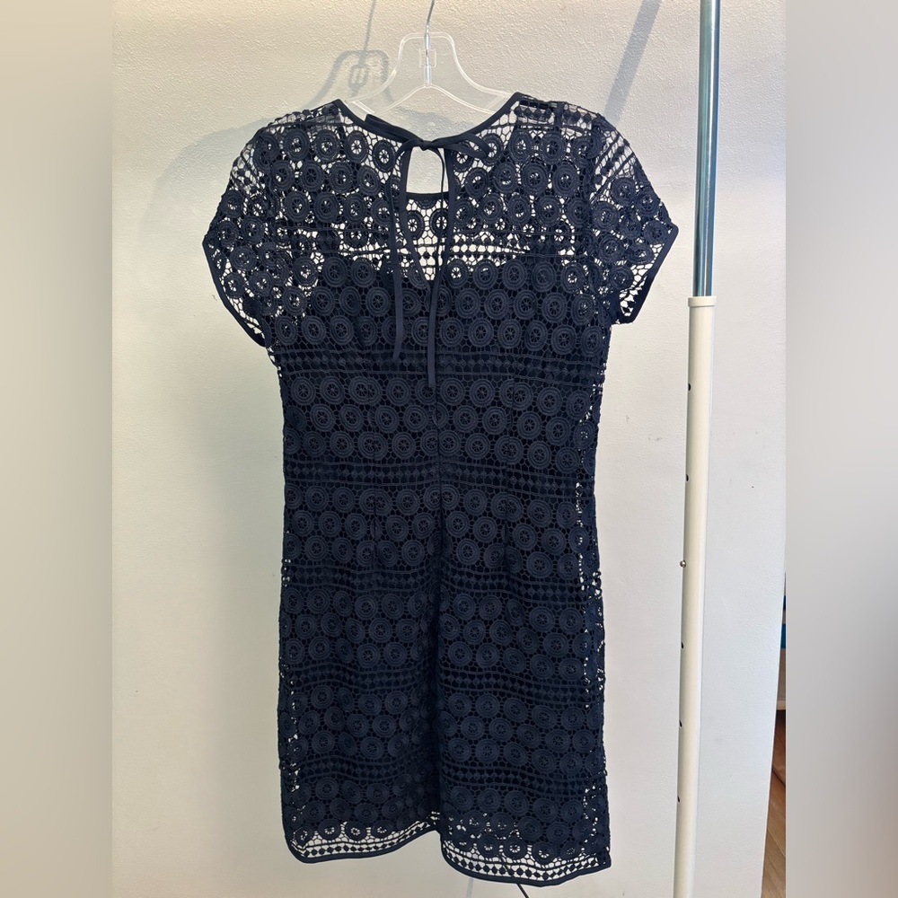 LOFT Outlet Navy Lace Mini Dress - Picture 4 of 5